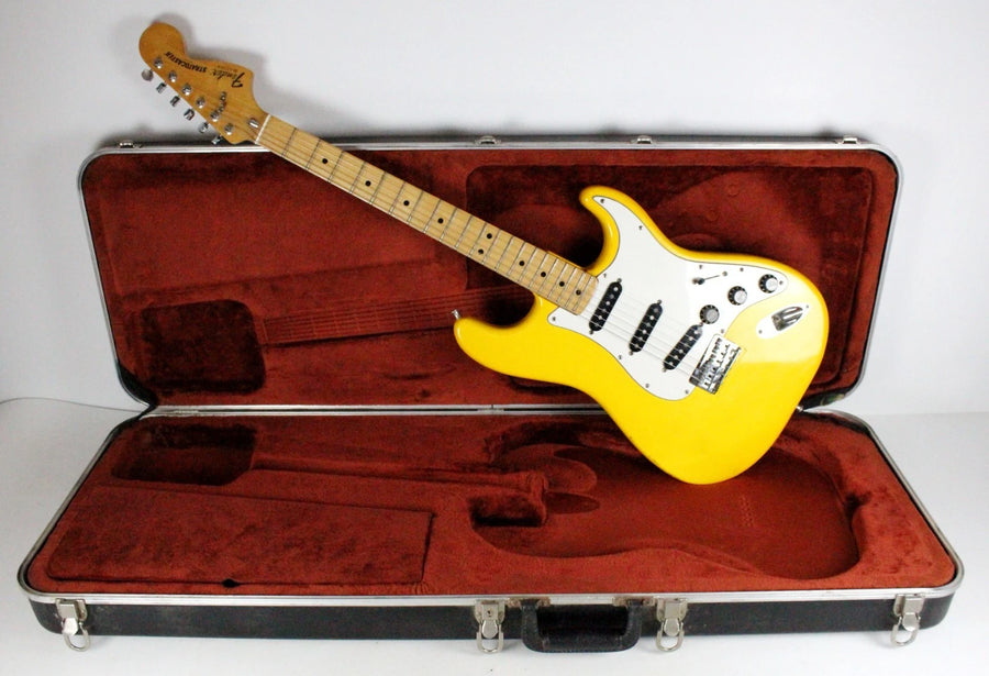 RARE 1981 Vintage Fender Stratocaster Hardtail ~Monaco Yellow~ Maple Neck STRAT +OHSC USA 1970s 1980s