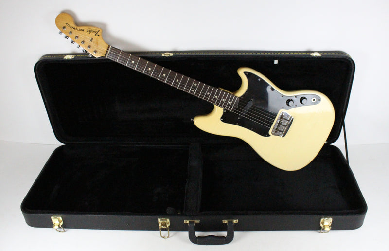 1977 Vintage Fender Musicmaster Guitar Olympic White Blonde All Original ~Beautiful Checking~ USA 1970s CBS