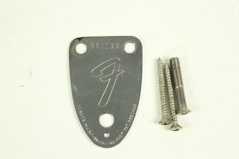 1975 Vintage Fender Stratocaster 3-Bolt Neck Plate ~CHROME~ USA Strat 1970s