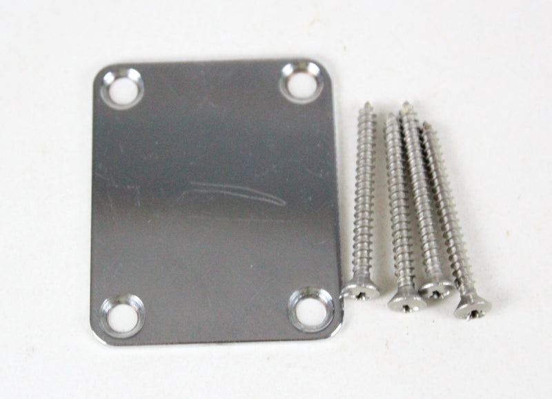 Vintage 4-Bolt Neckplate for Fender Precision Bass/Jazz/Telecaster Bass Neck Plate Chrome ~Aged Patina~