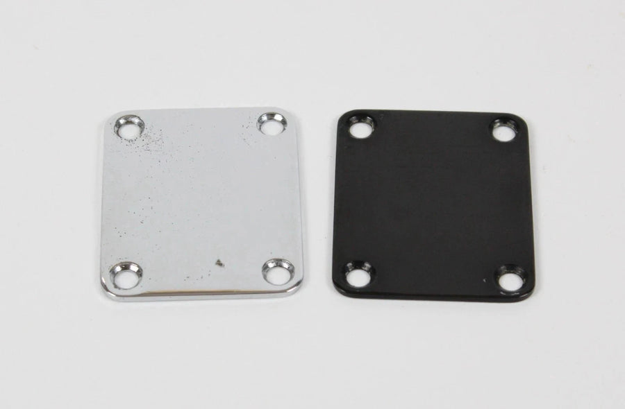 Fender Strat/Tele/Jazz Bass Neck PLATES Chrome & Black Set 51mmx64mm USA