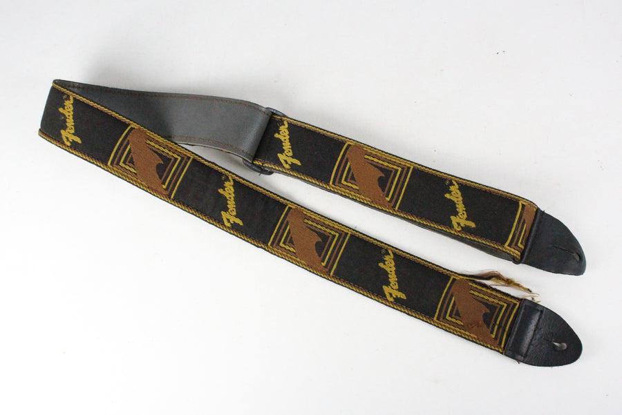 1970s Vintage Fender Legacy Monogrammed Leather Guitar Strap w/Plastic Buckle