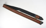 Vintage Style Beautiful Bohemia Embroidery Pick Holder Acoustic Electric Guitar Leather + Cotton Strap w/Metal Buckle ~Folk Geometric Pattern~