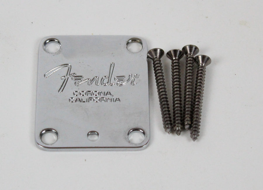 2002 Fender American Standard Stratocaster USA Chrome Corona Neck Plate w/Original Screws